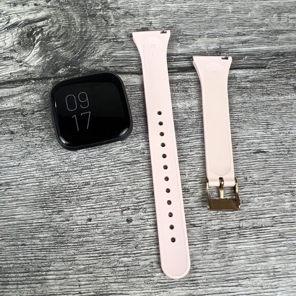 Fitbit Accessories - Fitbit Versa 2 Activity FB507 Tracker Smart Black Watch w/ Rose Gold Pink Band